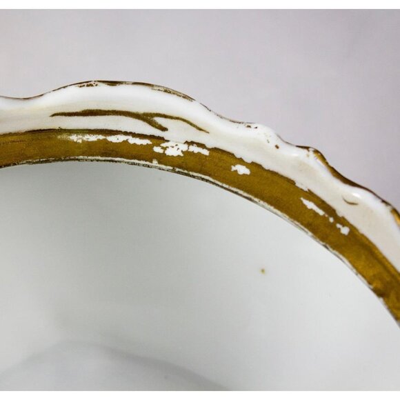 Antique LS&S Carlsbad Austria Vegetable Dish 7.5" Brown/Blue Flowers 1895-1917 - Picture 8 of 15